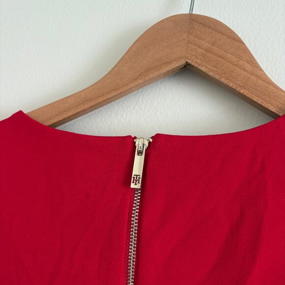 Tommy Hilfiger Short Sleeve Cold Shoulder Mini Dress Red NWT Women’s Sz 6 - Picture 6 of 8